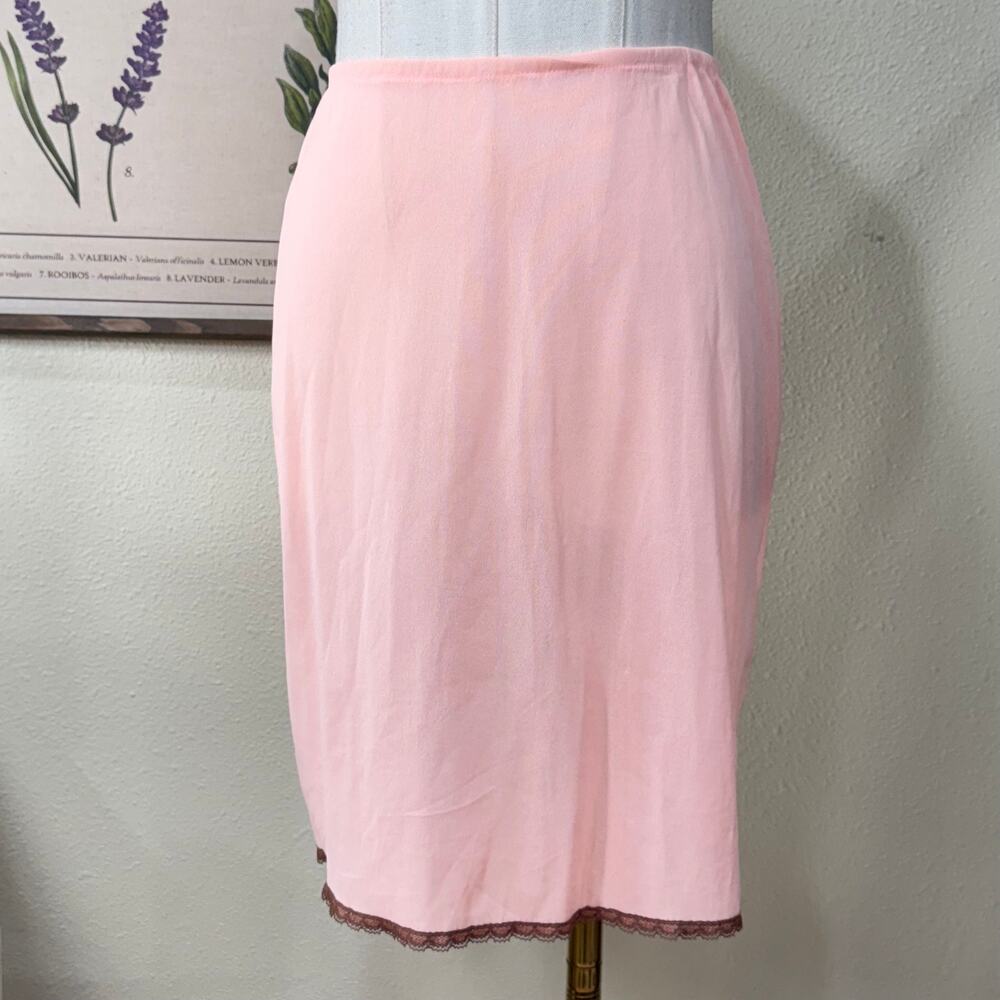Vintage 80s Floral Lace Trim Slip Skirt Dolly Dollette Coquette Fairy Romantic S - Picture 2 of 6